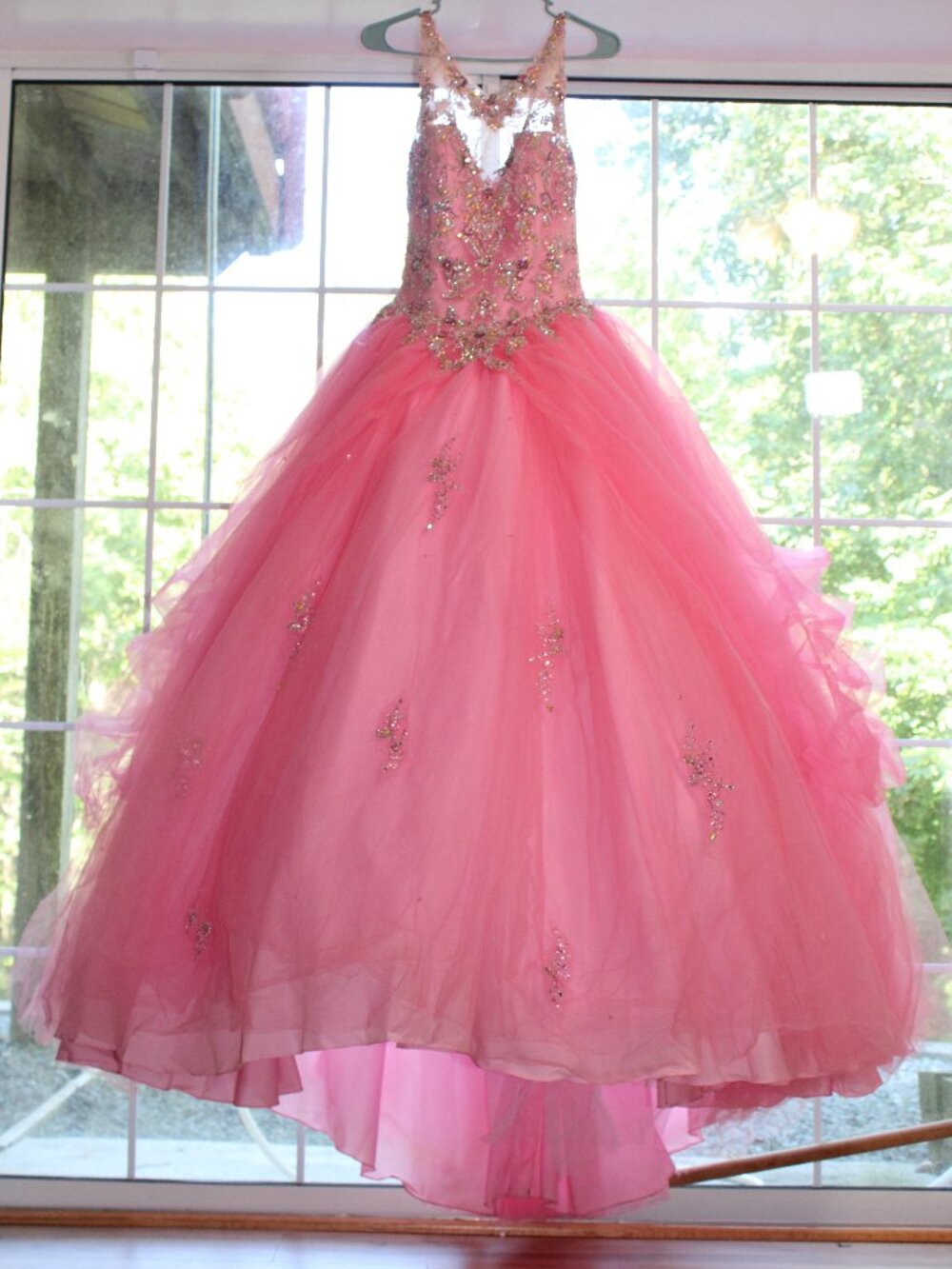 Morillee by Madeline Gardner Pink Sequence and Tulle Vizcaya Quinceanera Gown